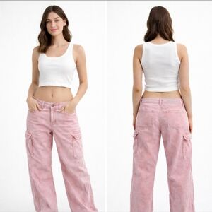 Disclosure Low Rise Baggy Pink Cargo Pants Y2K 5/27